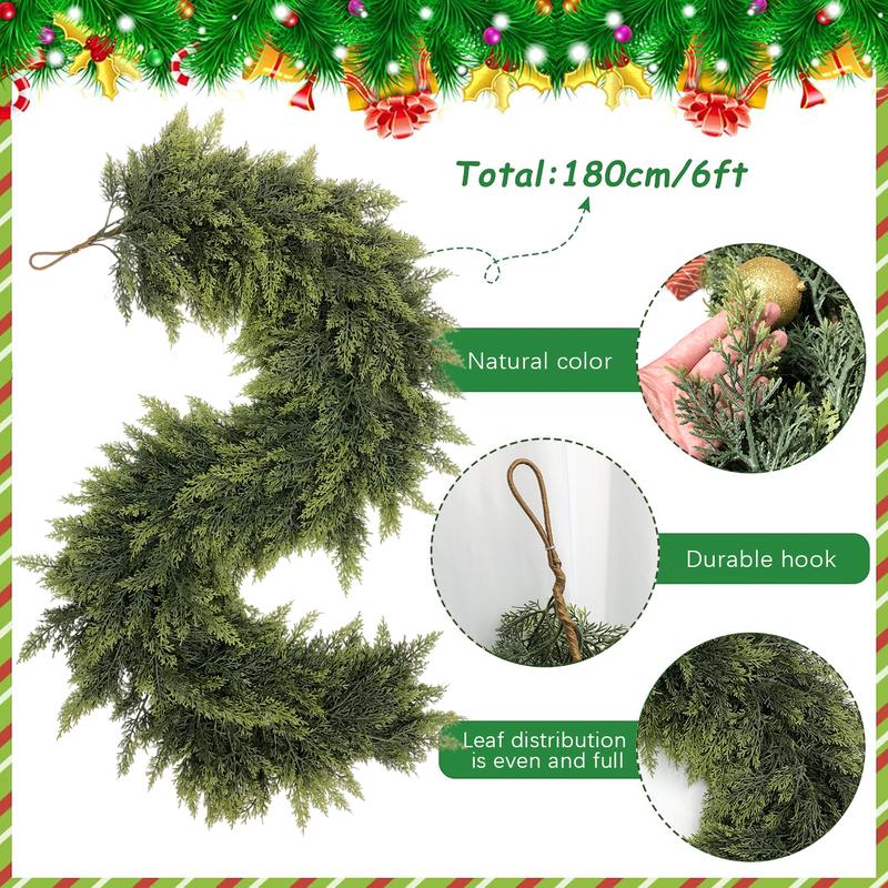 6FT Artificial Cedar Garland – Real Touch Green Pine