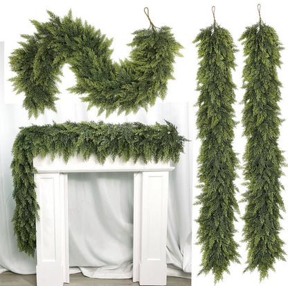 6FT Artificial Cedar Garland – Real Touch Green Pine