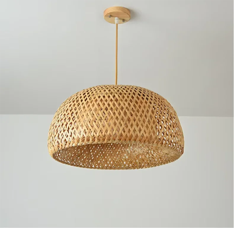 Hand-Knitted Chinese Bamboo Pendant Lamp – Elegant Weaving Chandelier for Home & Restaurant