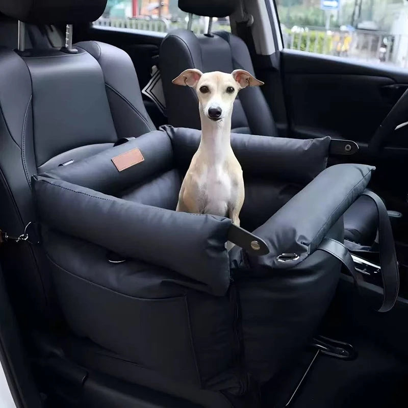 Deluxe Faux Leather Dog Car Seat Booster Bed - Urban Voyager