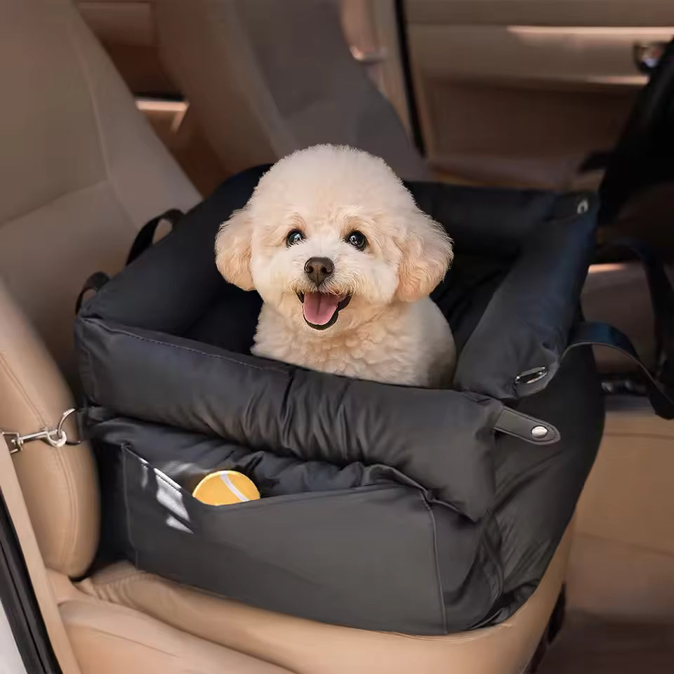 Deluxe Faux Leather Dog Car Seat Booster Bed - Urban Voyager