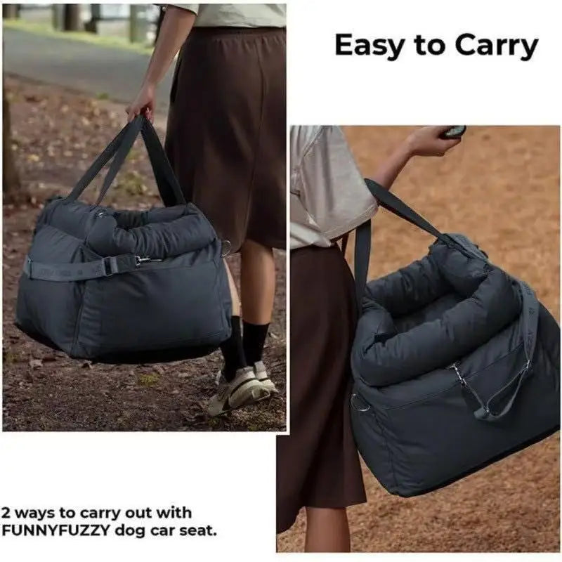 Deluxe Faux Leather Dog Car Seat Booster Bed - Urban Voyager