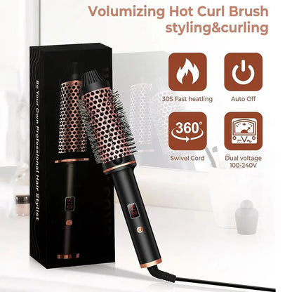 Wavytalk Blowout Boost Ionic Thermal Brush 1 1/2 Inch with LED Display, 300℉-420℉ for Different Hair Types, 120-240V Universal Voltage