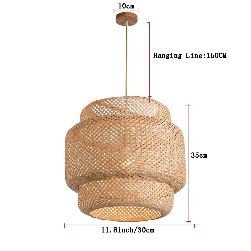 Hand-Knitted Chinese Bamboo Pendant Lamp – Elegant Weaving Chandelier for Home & Restaurant