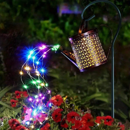 Large Retro Metal Lantern Solar Watering Can Light Outdoor Waterproof Shower Lights Hanging Star LED Fairy for Garden Decoration