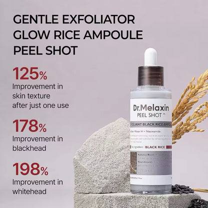 [Dr.Melaxin Official] Peel Shot Glow Rice Ampoule Duo - Serums for Brightening, Exfoliating, and Moisturizing - Suitable for All Skin Types