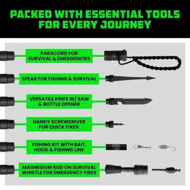 Tactical Hiking Stick w/ Integrated Survival Kit