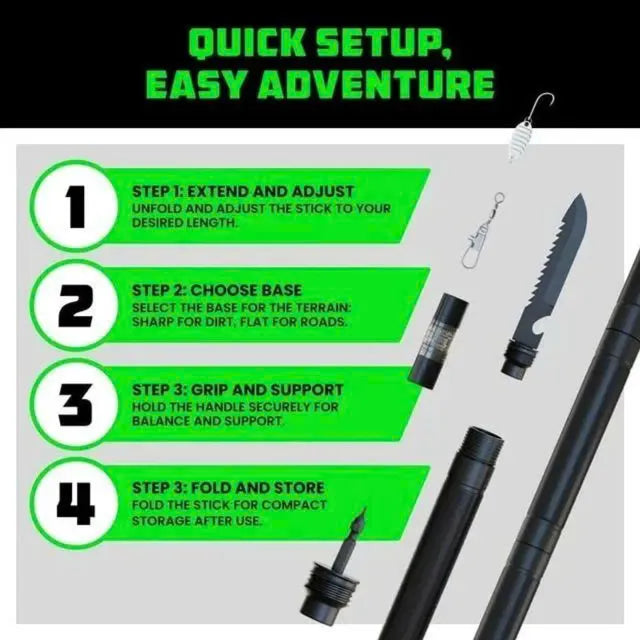 Tactical Hiking Stick w/ Integrated Survival Kit
