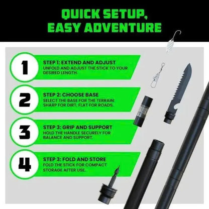 Tactical Hiking Stick w/ Integrated Survival Kit