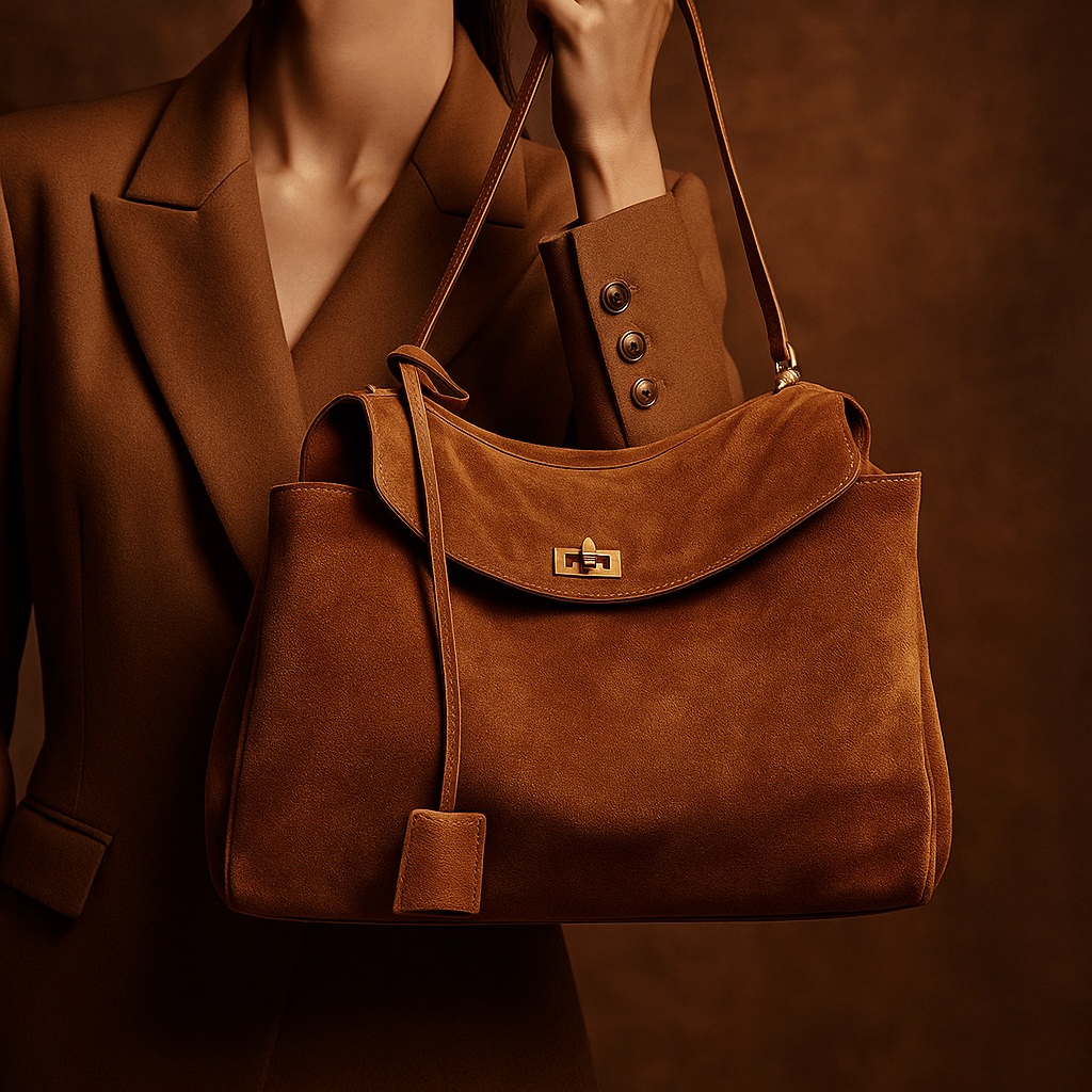 Moira Bag – Genuine Suede Tote & Full-Grain Leather Lining