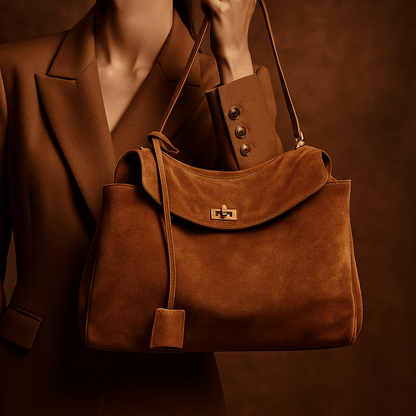 Moira Bag – Genuine Suede Tote & Full-Grain Leather Lining